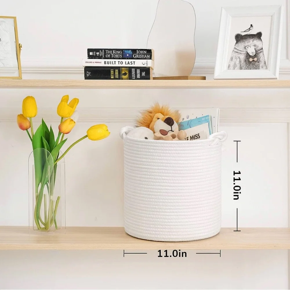 Cotton Woven White Basket NEW